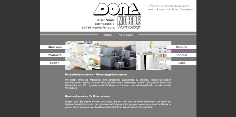 Internetauftritt Dona Mobile