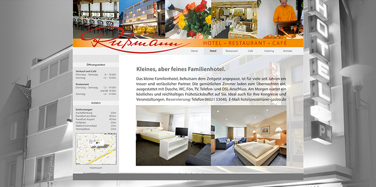 Internetauftritt Hotel Restaurant Cafe Russmann