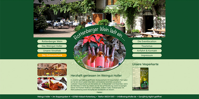 Internetauftritt Weingut Holler